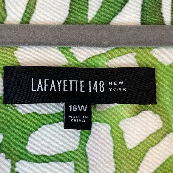 Lafayette 148 Button Up‎ Shirt Women's Sz 16W Green Pink Abstract Colorful - Picture 3 of 6